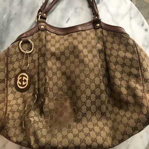 Authentic Gucci Sukey Tote GG Canvas Large